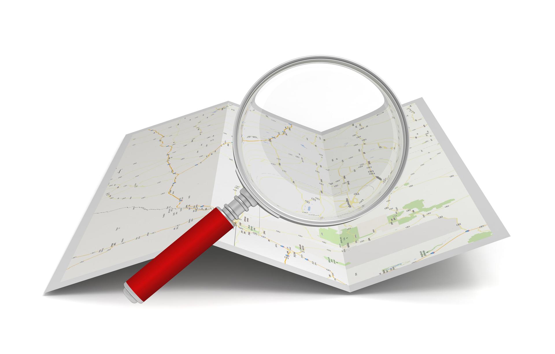 searching map  3d illustration